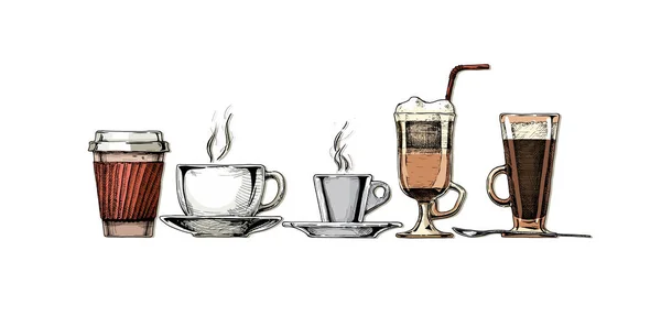 Ilustración vintage de set de café . — Vector de stock