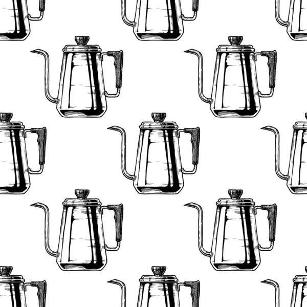 Pattern with coffee kettle — 스톡 벡터