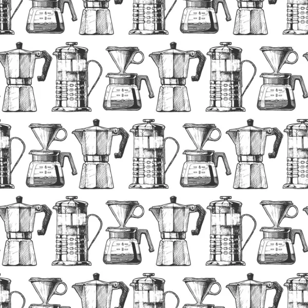 Pattern with vintage coffeemaker — Stock Vector