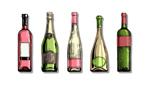 Set von Weinflaschen — Stockvektor