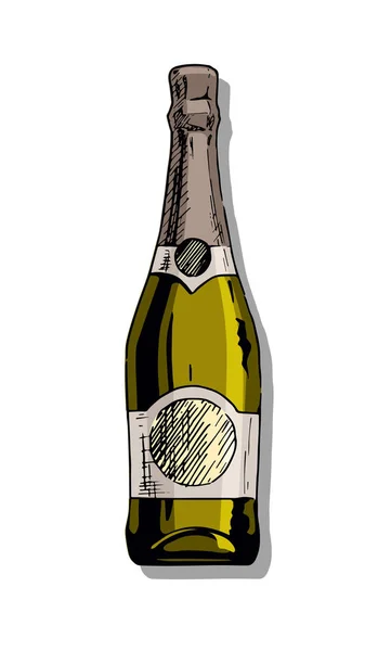 Illusztráció: üveg pezsgő — Stock Vector
