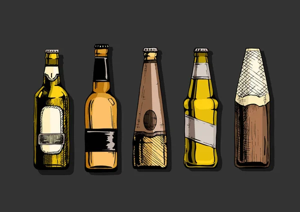 Conjunto de garrafa de cerveja — Vetor de Stock