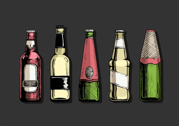 Set Bierflaschen — Stockvektor