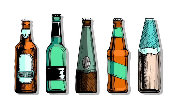 Set de botella de cerveza — Vector de stock
