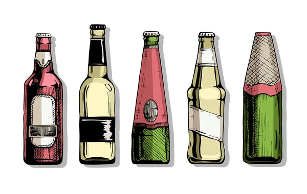 Bira şişesi kümesi — Stok Vektör