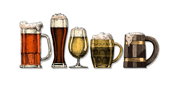 Conjunto de vasos de cerveza — Archivo Imágenes Vectoriales