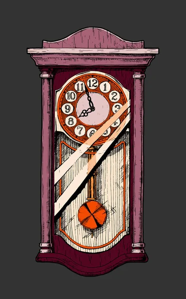 Illustrazione del vecchio orologio a pendolo — Vettoriale Stock