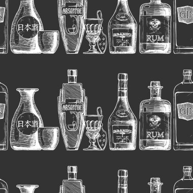 Alkol şişeleri ile desen