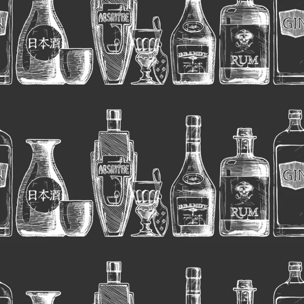 Patrón con botellas de alcohol — Vector de stock