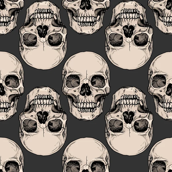 Pattern with human skull — Stock Vector