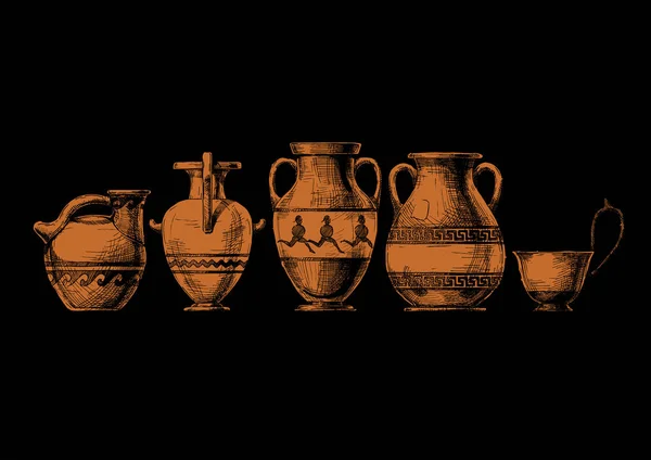 Cerâmica da Grécia antiga — Vetor de Stock