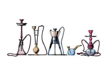 Beyaz arka plan üzerinde ayarla nargile.