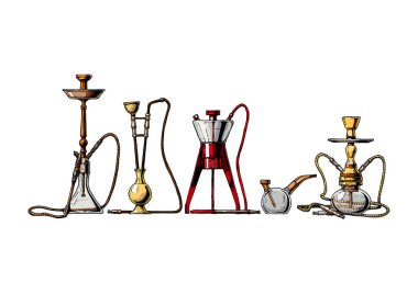 Beyaz arka plan üzerinde ayarla nargile.