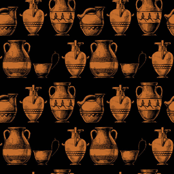 Pattern with greek vases.