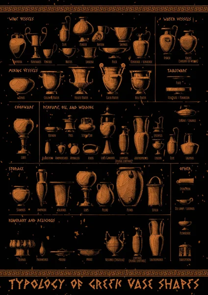 Tipologia de formas de vasos gregos . —  Vetores de Stock