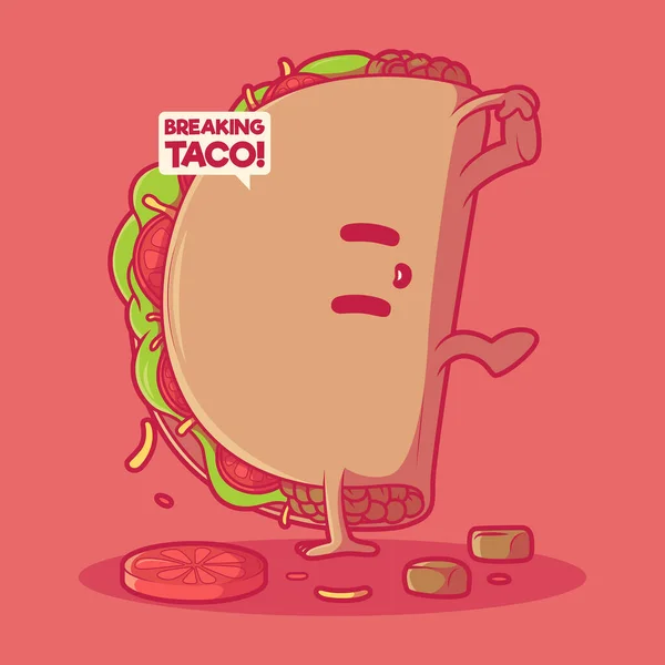 Ilustrasi Vektor Taco Breakdance Makanan Cepat Saji Menari Olahraga Desain - Stok Vektor