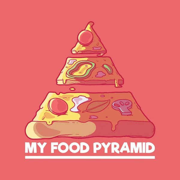 Ilustrasi Vektor Piramida Makanan Pizza Makanan Cepat Saji Makanan Nutrisi - Stok Vektor