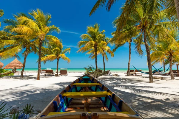 Isla Holbox üzerinde tropikal plaj ayarı, Quintana Roo, Meksika