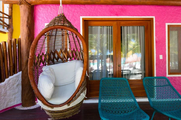 Silla Colgante Dentro Una Elegante Villa Mexicana Quintana Roo — Foto de Stock