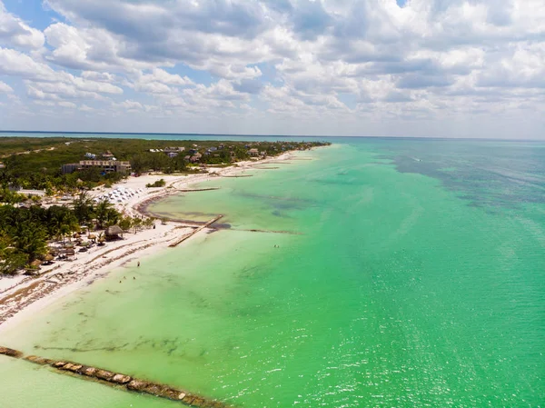 Vista Aérea Ensolarada Isla Holbox Quintana Roo México — Fotografia de Stock