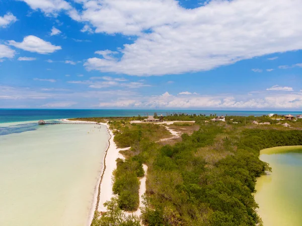 Vista Aérea Punta Cocos Ilha Isla Holbox México — Fotografia de Stock