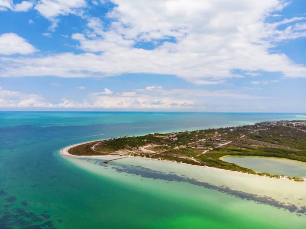 Letecký Pohled Punta Cocos Ostrově Isla Holbox Mexiko — Stock fotografie