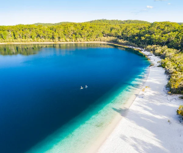 Couple Stand Paddle Boarding Lake Mckenzie Fraser Island Queensland Australia — Stock Photo, Image