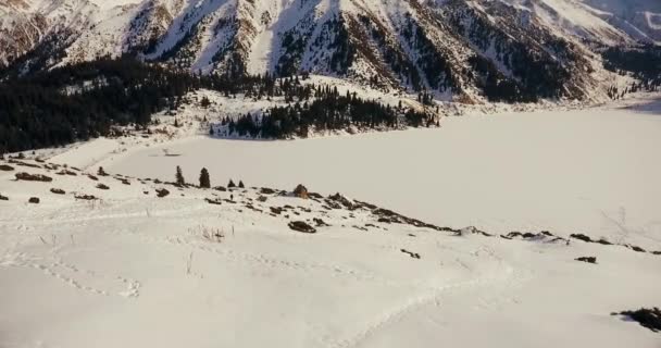 Big Almaty Lake Winter — Stock Video