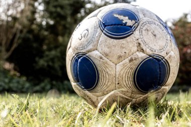 Çimlerin üzerinde futbol topu