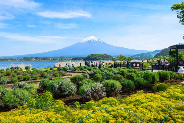 Kawaguchiko Yamanashi Japón Los Turistas Disfrutan Vista Del Monte Fuji — Foto de Stock