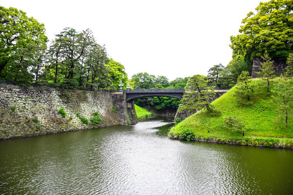 Beautiful pond and garden around the Imperial Palace in Tokyo, Japan
