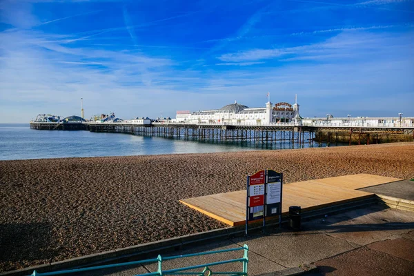 Festői Kilátás Nyílik Brighton Palace Pier Egyike Leg Népszerű Turista — Stock Fotó