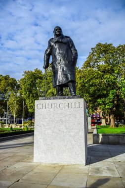 Heykeli, Winston Churchill'Parliament Square, Westminster, Londra, İngiltere, Birleşik Krallık