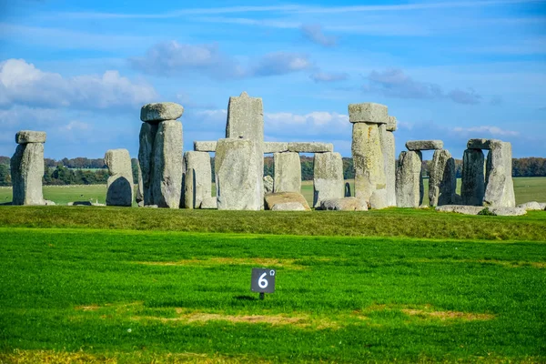 Landscape view of Stonehenge, a prehistoric stone monument in Salisbury, Wiltshire, England, United Kingdom