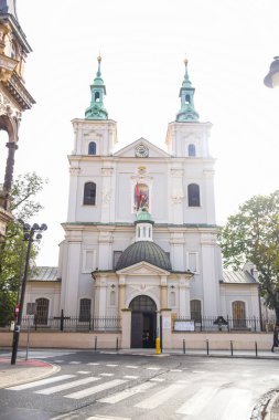 Bazylika Floriana Krakowie, a catholic church constructed in the Baroque style and parish of Pope John Paul II located in city of Krakow, Poland clipart