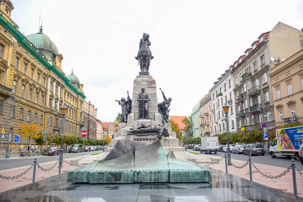 Monumento Grunwald Uma Estátua Equestre Rei Polônia Localizada Praça Matejko — Fotografia de Stock