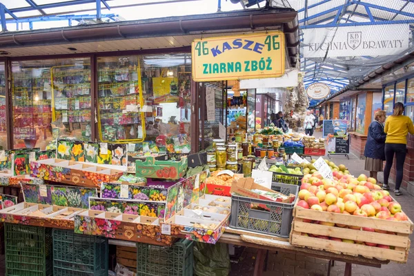 Los Bienes Productos Que Venden Las Tiendas Comestibles Mercado Stary — Foto de Stock