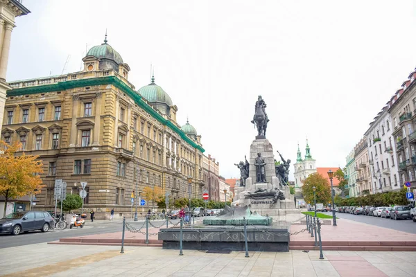 马泰科广场 波兰克拉科夫市中心著名的旅游景点 免版税图库图片