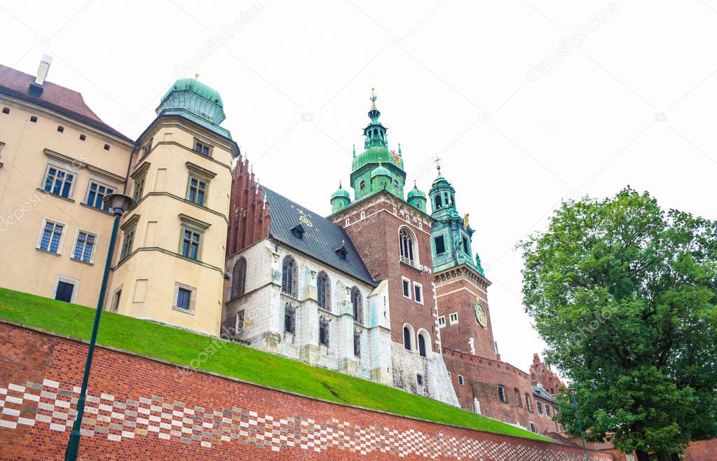Wawel Cathedral, a Roman Catholic church sits inside Wawel Royal Castle located on Wawel Hill in Krakow, Poland