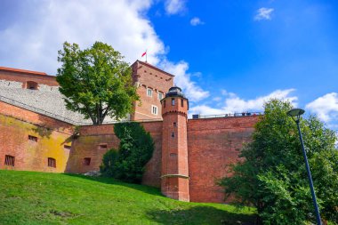 Wawel Kraliyet Kalesi 'nin dışında Wawel Hill, Krakow, Polonya' da.