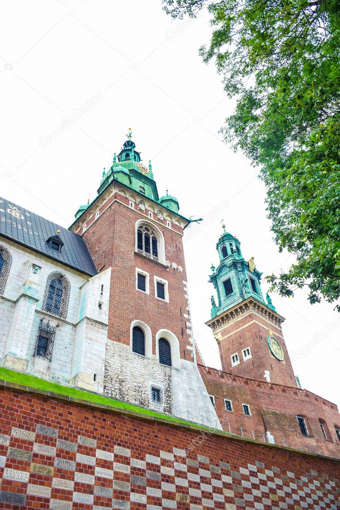Wawel Cathedral, a Roman Catholic church sits inside Wawel Royal Castle located on Wawel Hill in Krakow, Poland
