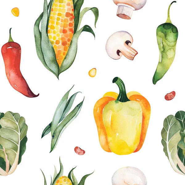 Akvarell Handmålade Grönsaker Höst Skörd — Stockfoto