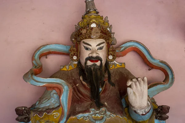 Wooden Colourful Guard Statue Entrance Linh Pagoda Vietnam Asia — Stock Photo, Image