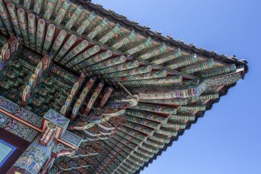 Zengin çatı Haedong Yonggungsa Budist manastır Busan, Güney Kore - Asya dekore edilmiş