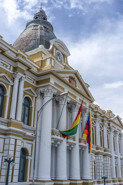 Facciata Dell Edificio Del Parlamento Della Bolivia Paz Bolivia Sud — Foto Stock