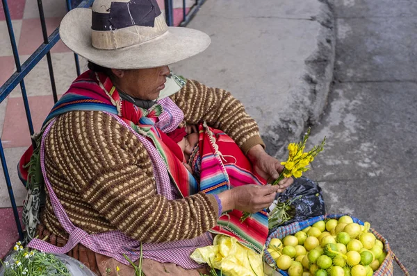 La Paz, Bolivya 'nın eski merkezinde bir sokak satıcısı. — Stok fotoğraf