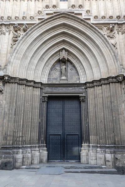 Wajah Gereja Abad Pertengahan Jalan Carrer Dels Comtes Kuarter Gothic — Stok Foto