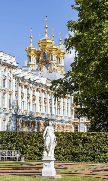 Rico Exterior Decorado Del Palacio Catalina Patrimonio Humanidad Unesco Pushkin —  Fotos de Stock