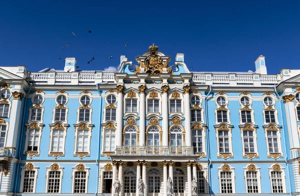 Rico Exterior Decorado Del Palacio Catalina Patrimonio Humanidad Unesco Pushkin — Foto de Stock