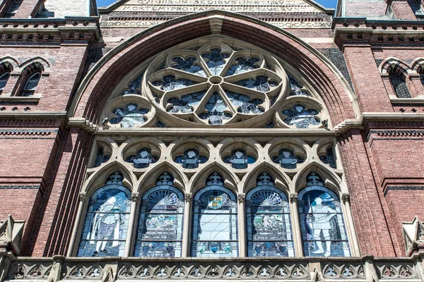 Фасад Неоготического Мемориального Зала Гарвардского Университета Бостон Массачусетс Сша — стоковое фото